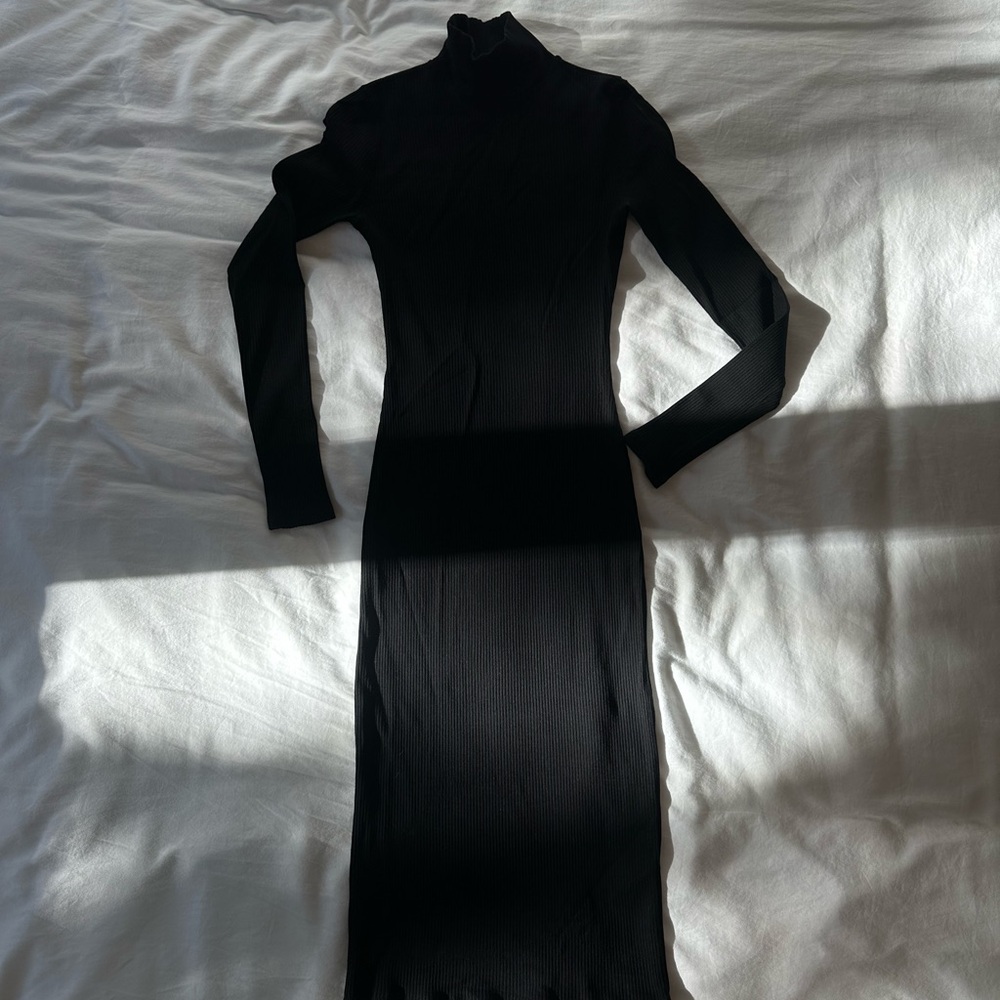 Reformation Ribbed Midi Turtleneck Dress